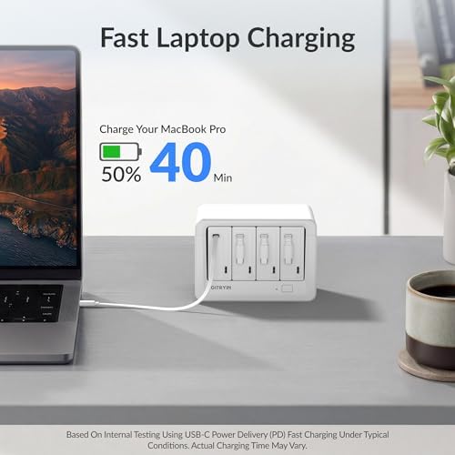 Gitryin 12-in-1 Desktop Charging Station, 260W USB Retractable GaN Charger - Image 3