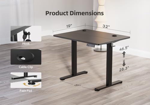 YDN 32 x 19 Inch Black Electric Standing Desk - Image 3