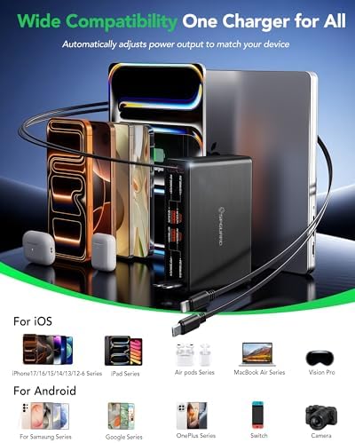 8-in-1 Retractable Charging Station for Multiple Devices, USB-C GaN Hub - Image 5