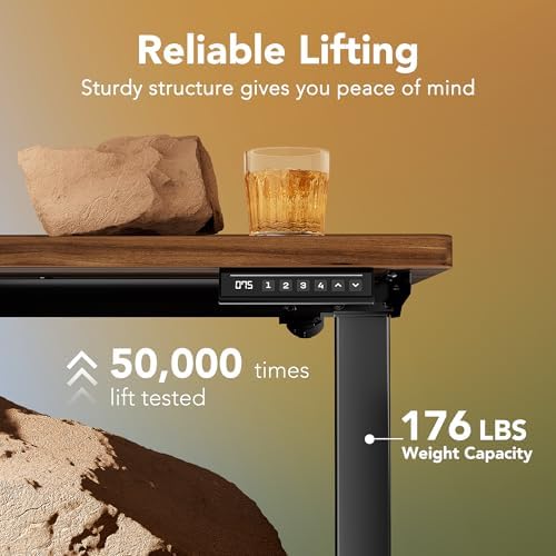 HUANUO 71x30 Inch Electric Standing Desk, Height Adjustable, Black Walnut - Image 3