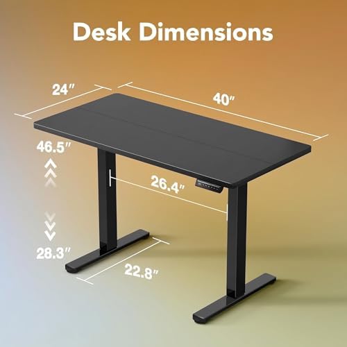 HUANUO 40x24 Inch Electric Standing Desk, Height Adjustable, Black - Image 3