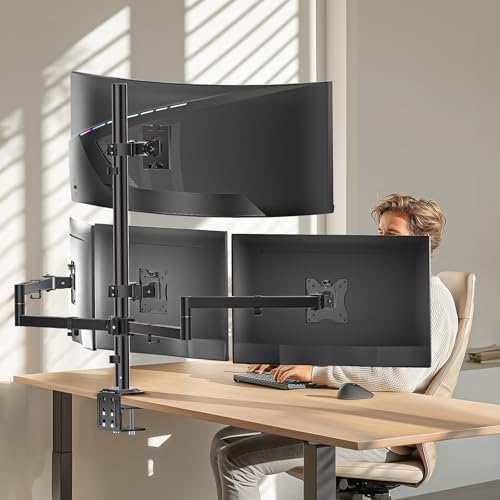 WALI Stacked 4 Monitor Mount for 49" UItrawides and Three 27" Monitors - Image 6