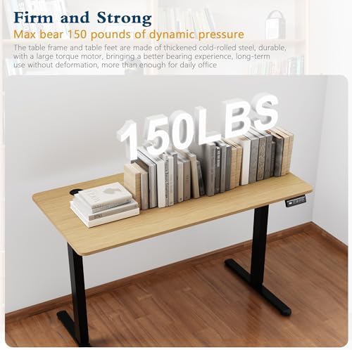 Shintenchi Standing Desk, Height Adjustable Electric Sit Stand up Desk, Ergonomic Rising Computer Table, 48x24 Inch Modern Lift Gaming Desk Workstation for Home Office, Black & Walnut - Image 4