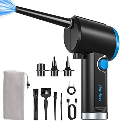 DOROBEEN Compressed Air Duster, Electric Air Duster, Cordless Air Duster, Canned Air Duster for Computer, Keyboard Cleaner, BLDC Motor - Stepless Speed - 6000mAh (Blue) by Dorobeen