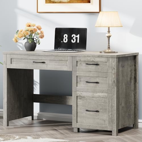 Halitaa Farmhouse 47" Executive Desk, Computer Desk with File Drawer, Grey - Image 7