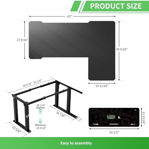 X-Win 63 Inches L-Shaped Electric Standing Desk, Dual Motor Height Adjustable Stand Up Corner Desk, Sit to Stand Workstation, Carbon Fiber Top - Image 3