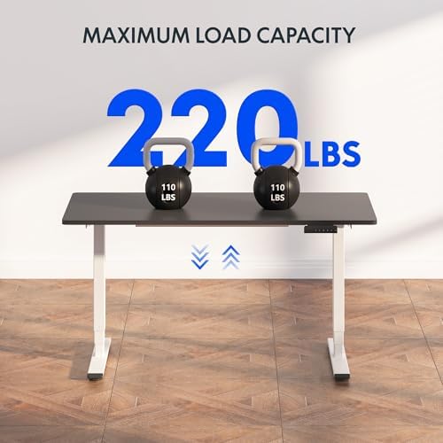 FLEXISPOT E6 3-Stage Dual Motor Electric Standing Desk 48 x 24 Sit Stand Up Desk, Holds 220 lbs, Adjustable Height w/Memory Presets, One-Piece Black Desktop & White Frame, Ships in 2 Boxes - Image 6