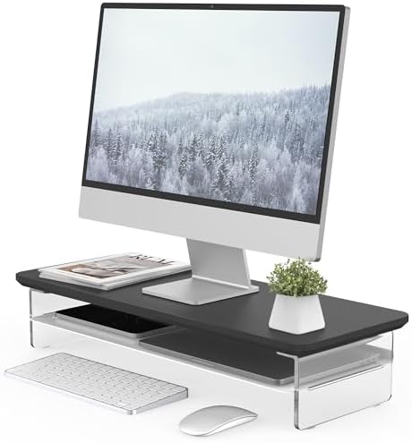 Fenge 23.6" Monitor Stand with Clear Acrylic Legs, Black by Fenge
