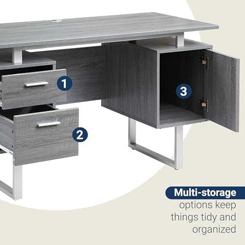 Techni Mobili Office Desk with Storage Drawers and Cabinet 51.25” W - Modern Office Desk with Large Floating Desktop Surface - Image 5