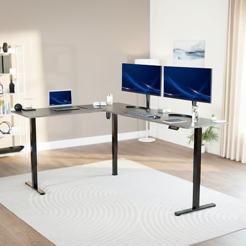 VIVO Dark Gray 84 x 63 in Corner Standing Desk, DESK-E3CTBG-84 - Image 2