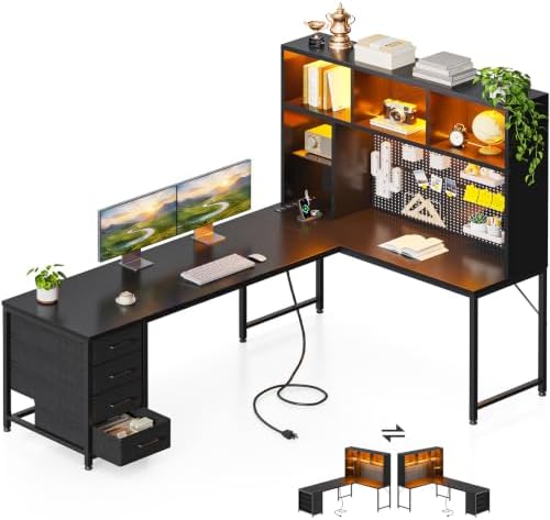 AODK 71" L Shaped Desk for Gaming and Working，Black by AODK