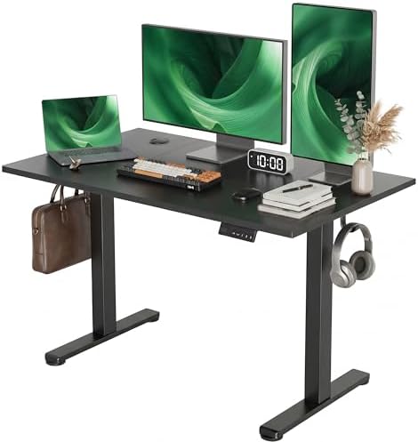 Claiks Electric Height Adjustable Standing Desk, 48x24 Inch, Deep Black by CLAIKS
