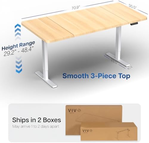 VIVO Light Wood 71 x 36 in Standing Desk, DESK-KIT-1W7C-36 - Image 3