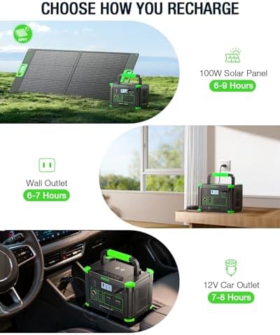 Portable Power Station 500W, 519.48Wh/140400mAh Solar Generator Backup - Image 4