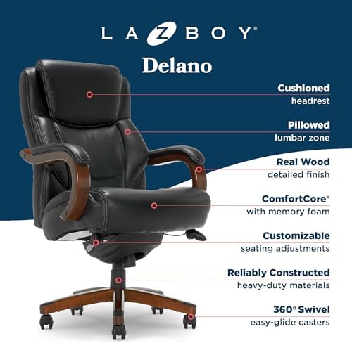 La-Z-Boy Big and Tall Executive Office Chair Lumbar Support, Leather Chair - Image 4