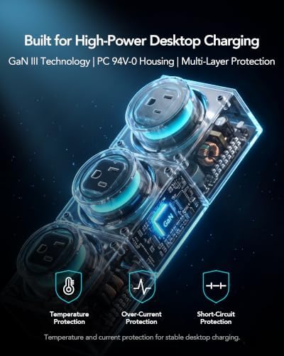 MFish E-Tank 7-in-1 Desktop Charging Station, 240W Max GaN USB-C Charger - Image 6