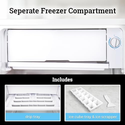 Igloo 2.6 Cu.Ft Mini Fridge with Freezer- Single Door Compact Refrigerator with Glass Shelves for Homes, Dorms & Offices- Keep Snacks, Drinks & Frozen Foods Cool with Temperature Control Fridge- White - Image 6