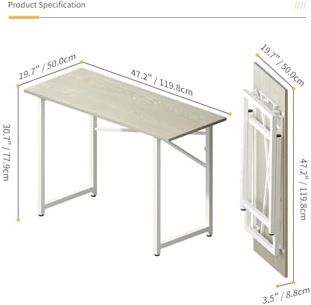Lutown-Teen 47 inch Folding Desk, Natural and White - Image 3
