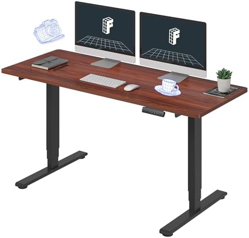 FLEXISPOT E6 3-Stage Dual Motor 60 x 24 Electric Standing Desk Sit Stand Up Desk, Holds 220 lbs, Adjustable Height w/Memory Presets, One-Piece Mahogany Desktop & Black Frame, Ships in 2 Boxes by Unknown