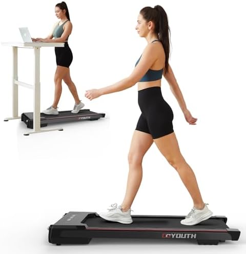 GOYOUTH Walking Pad Treadmill, Under Desk Treadmill for Home Office, Wide Belt Compact Treadmills 300 lbs Capacity, 2.25HP Shock-Absorbing Walking Jogging Running Machine Remote Included by GOYOUTH