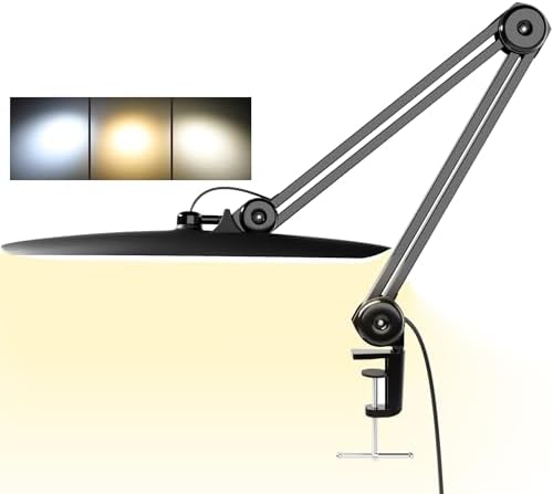 3000 Lumens Adjustable LED Desk Lamp & Task Lamp - Bright, Dimmable Lighting for Office, Crafts, Nails &Salon Hobbies with Clamp (CCT, Black) by Gelpal