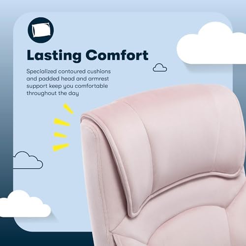 Serta Executive Office Chair with Lumbar Support, Soft Velvet Fabric Chair - Image 4