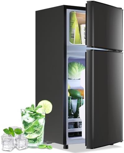 DEMULLER 2.4 Cu.Ft Small Refrigerator with Freezer Dorm Mini Fridge with Removable Plastic Shelves Mini Refrigerator Ideal for Home, Office,Dormitory Gray by DEMULLER