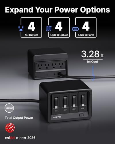 Gitryin 12-in-1 Desktop Charging Station, 160W USB Retractable GaN Charger - Image 6