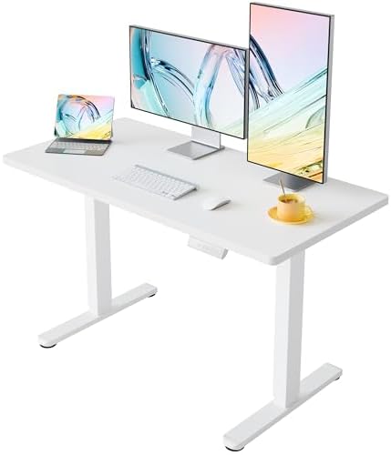 HUANUO 55x28 Inch Electric Standing Desk, Height Adjustable, White by HUANUO