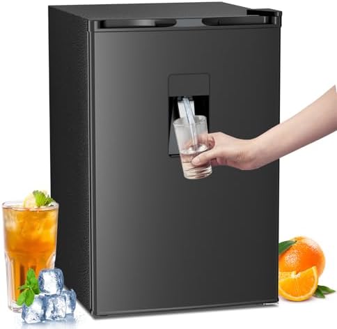Electactic Compact Refrigerator 4.4 cu.ft mini fridge with Water Dispenser, Single Door Refrigerator with Adjustable Temperature Settings, Low noise, for Bedroom, Office, Dorm Black by Electactic