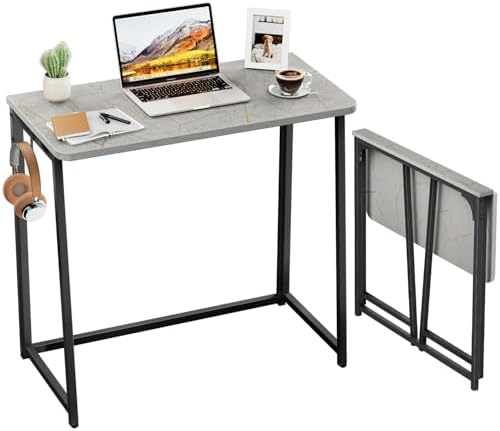 WOHOMO Folding Desk, 31.5" Foldable Computer Table for Small Spaces, Grey by WOHOMO