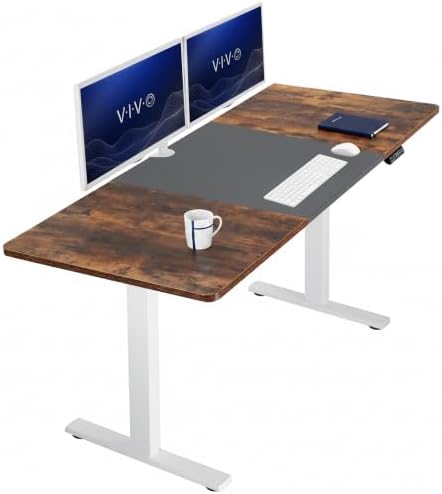 VIVO Black/Vintage Brown 71 x 30 in Standing Desk, DESK-KIT-1W7BN by VIVO