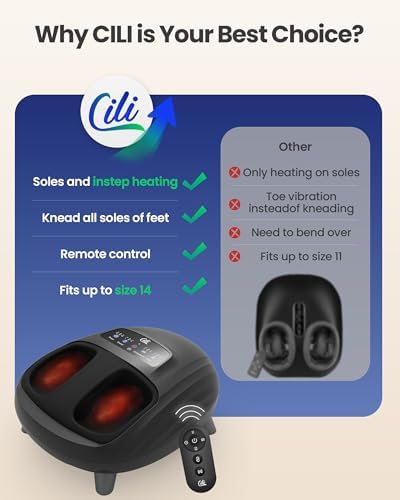 CILI Shiatsu FSA Foot Massager with Heat and Compression, Knead Rolling HSA Feet Massager for Neuropathy, Plantar Fasciitis, Remote Control, Up to Men Size 14", Christmas Gifts for Men Women - Image 2