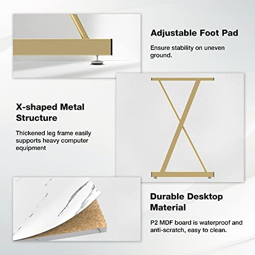 Mr IRONSTONE 63" L Shaped Gaming Desk, Corner Computer Desk, Home Office Writing Desk with Sturdy Monitor Shelf, Spacious L Shaped Desk Workstation, Easy to Assemble, Laminate Marble - Image 5