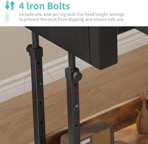 WINAZ Rolling Standing Desk Adjustable Height with Drawers on Wheels, 40 Inch Portable Mobile Stand Up Computer Desks for Bedroom Home Office, Couch Sofa Side Laptop Table with Storage, Rustic Brown - Image 5