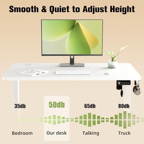 ERGOMAKER 40"x24" Standing Desk, Height Adjustable Sit-Stand Office, White - Image 6