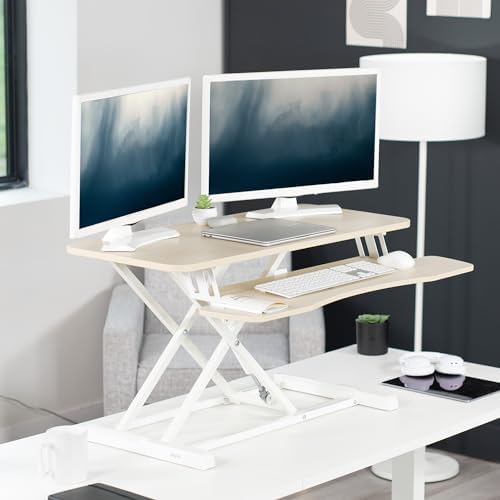 VIVO Light Wood 36 in Standing Desk Converter, DESK-V036KF - Image 2