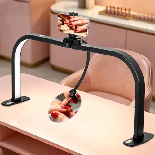 HITTI LED 5X Magnifier Half Moon Nail Desk Lamp, 30" Foldable Arch Light by HITTI