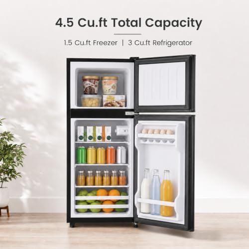 4.5 Cu.Ft Mini Fridge with Freezer, 2-Door Compact Refrigerator for Dorm/Office/Bedroom, Energy Efficient & Quiet, Black - Image 3