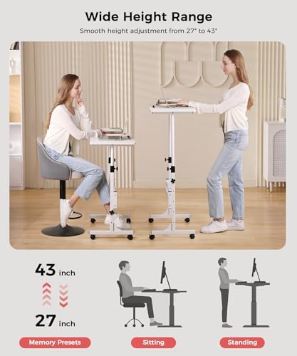 KLSMYHOKI Standing Desk Adjustable Height, Mobile Stand Up Desk with Wheels - Image 3
