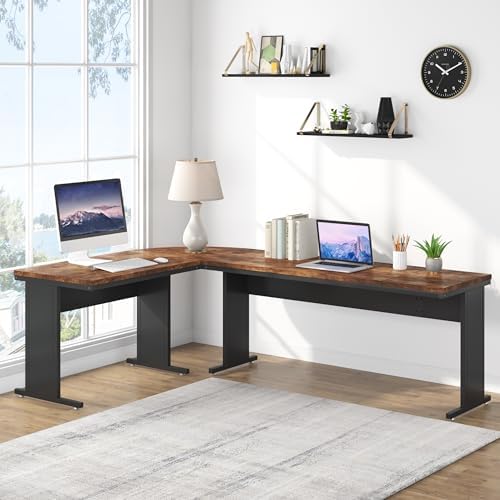 Tribesigns 83-Inch Large L Shaped Desk, Reversible Executive Office Desk, Modern Corner Computer Table Business Workstation for Home Office (Brown) - Image 4