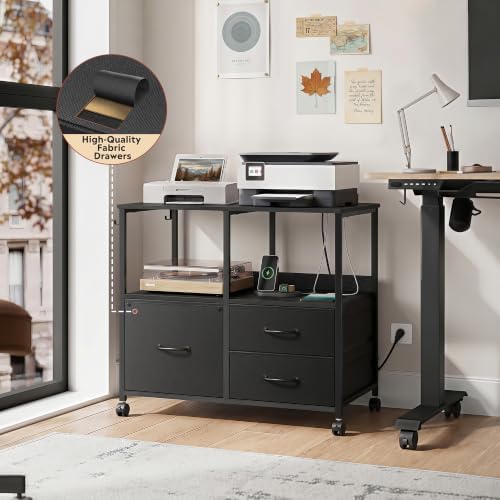 DEVAISE 3 Drawer Mobile File Cabinet, Fabric Lateral Filing Cabinet, Black - Image 3
