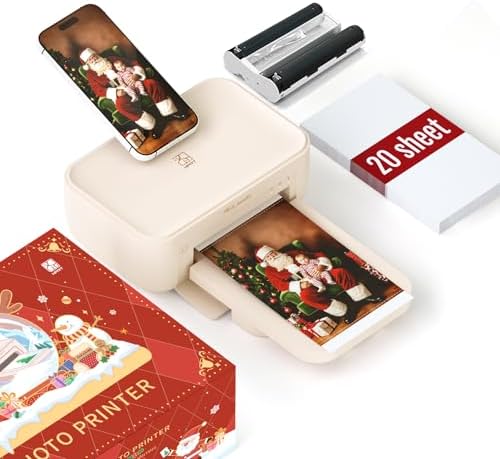 HPRT Photo Printer 4x6,+20 Sheets&1ribbon, Picture Printer for iPhone, Android, Smartphone, AR Video Printing, Portable Photo Printers CP4100 by HPRT