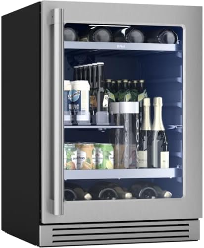 Zephyr 24" Wine Fridge & Beverage Refrigerator Single Zone Under Counter - Mini Wine Cooler Cellars Small Beer Fridge Cabinet Drink Chiller Freestanding Wine Beverage Cooler, 7 bottles,112 cans by Zephyr