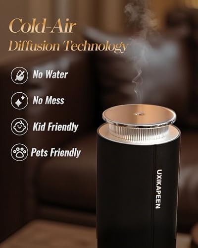 Waterless Essential Oil Diffuser for Home Large Room 2000 Sq.ft Coverage,Cordless Wireless Battery Operated Diffuser with White Tea Oil,Scent Diffusers for Hotel/Office/App/Remote Control/Time,Black - Image 2