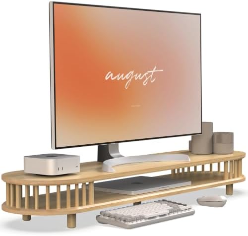 42 Inch Curved Dual Monitor Stand Riser with Spindle Rods by WELLWENG