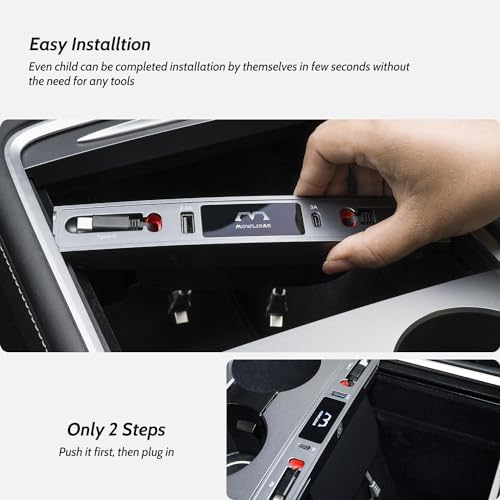 2 USB-C Touch Hub for Tesla (Carbon Fiber), Retractable 27W Fast Charger for iPhone 15 is Necessary Model3/Y 2024/2023/2022/2021 Accessories but Not for M3 Highland, Gifts for Tesla Owners - Image 6