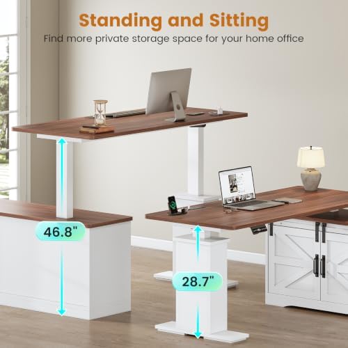 SEDETA Farmhouse 55 inch L Shaped Standing Desk with Storage Drawers - Image 4