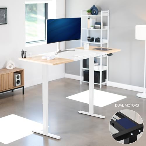 VIVO White/Light Wood 71 x 30 in Standing Desk, DESK-KIT-E2W7WC - Image 4