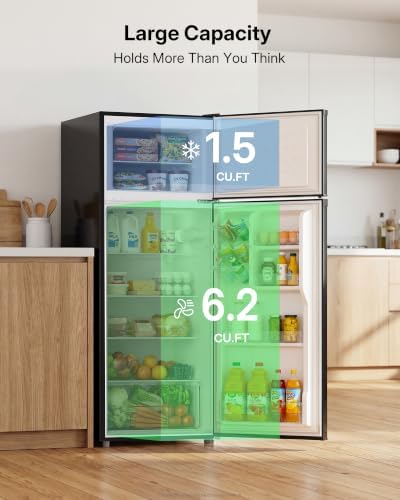 Upstreman 7.7 Cu.Ft. Refrigerator with Freezer Double Door Fridge - Image 3
